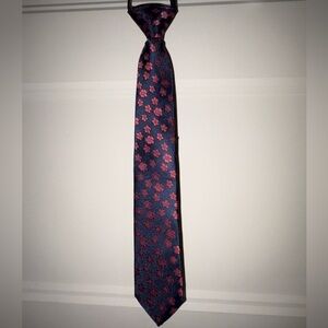 Kids’ Navy Blue and Red Floral Tie